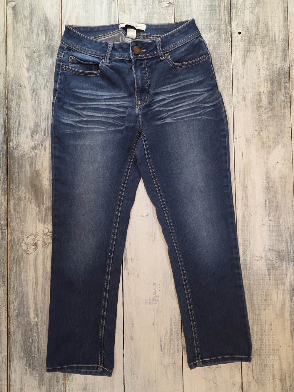 Cato 1946 Women's Slim Ankle Cropped Jeans in Dark Blue Denim sz 2